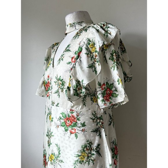 Zara Floral Mini Dress Chocker Neck Ruffle Detail M, L, XL - Picture 2 of 4